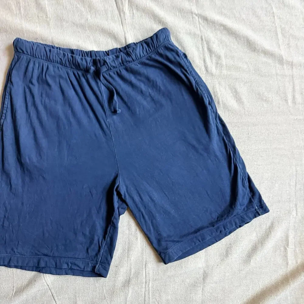 M. Singer Lounge Shorts Men's Large Made in USA Blue Drawstrings Cotton Gymcore